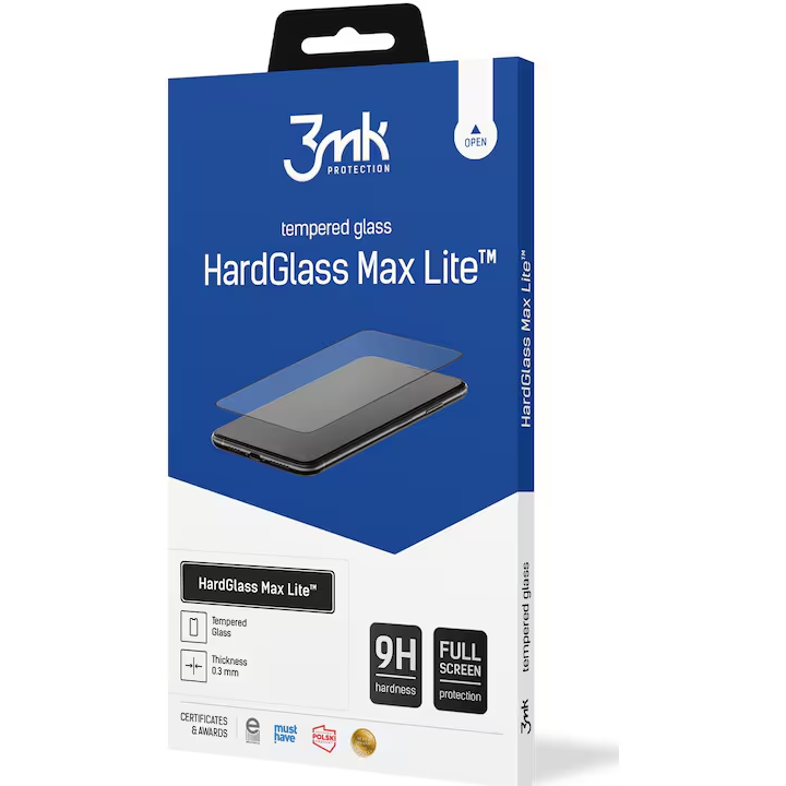Folie protectie HardGlass Max Lite Pentru iPhone 15 Pro Max Negru