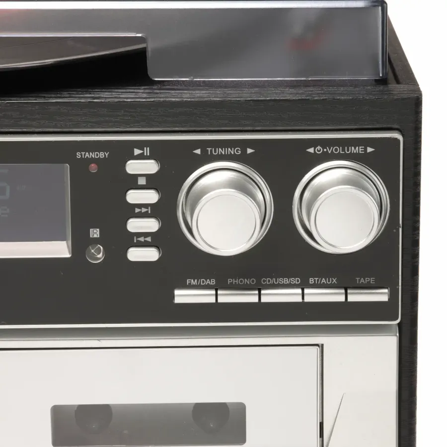 Sistem Audio Denver MRD-166 cu 2 Difuzoare Pick-Up CD Player Casetofon Dublu Radio FM/DAB+ Putere Maximă 2 x 20W Negru — imaginea 5