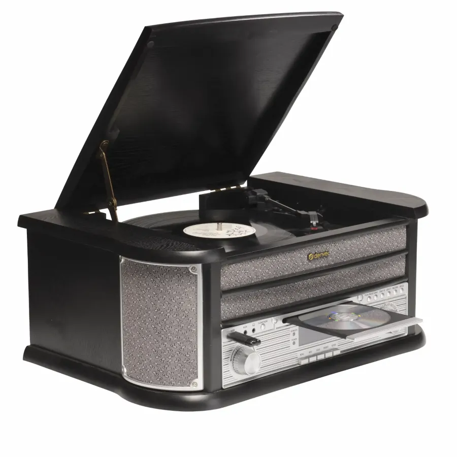 Sistem Audio Retro Denver MRD-51 cu Pick-up CD Player Casetofon Radio FM/DAB Putere Maximă 2 x 25W Negru — imaginea 3