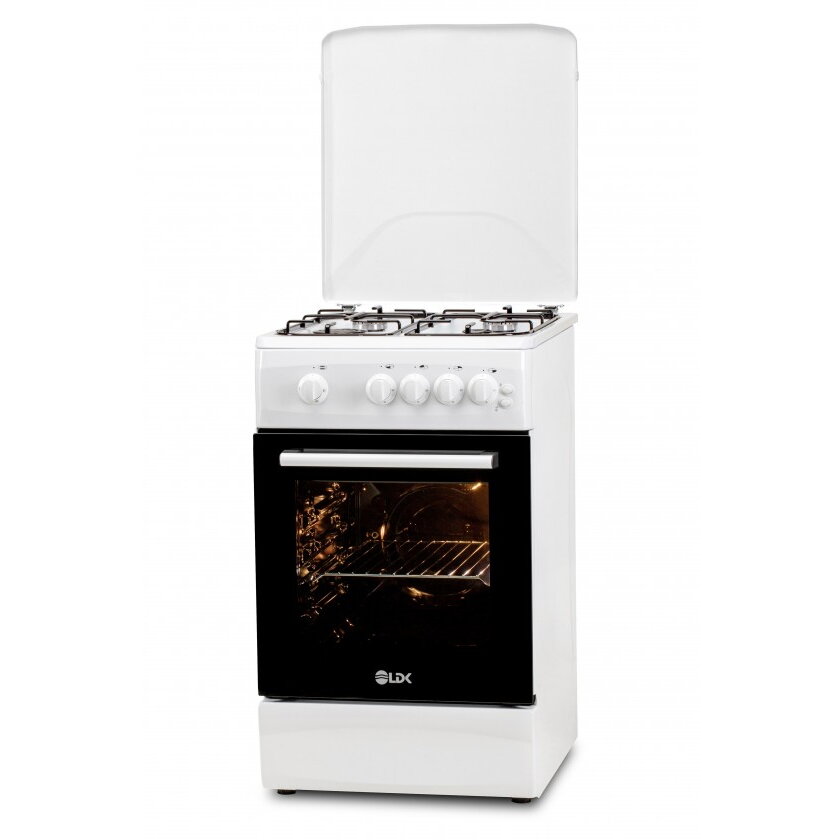 Aragaz 5060 GRAI WH RMV NG 4 Arzatoare Siguranta Grill Rotisor Aprindere Iluminare Capac Metalic Alb