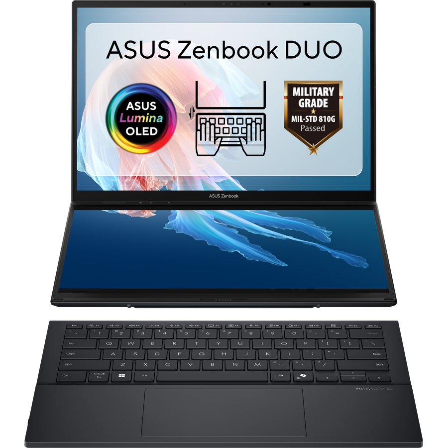 Laptop Zenbook Duo 14 OLED 14 inch Intel Core Ultra 7 255H 32GB 1TB SSD Windows 11 Pro Inkwell Gray