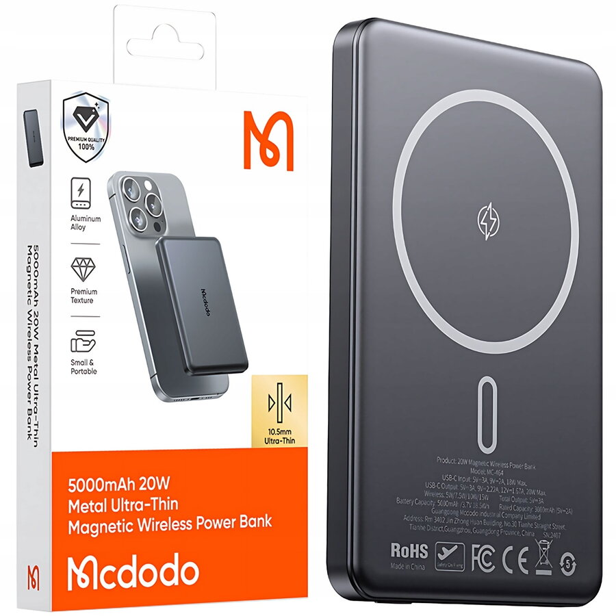 Acumulator extern 5000mAh Meta Series Ultra-Thin Design 20W Negru