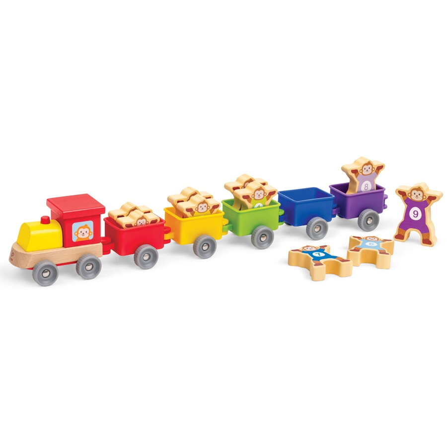 Jucarie din Lemn Vagoane cu maimute