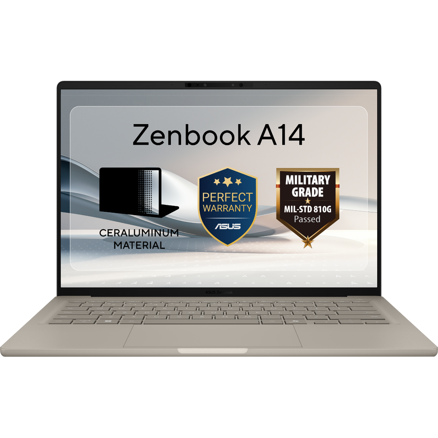 Laptop Zenbook A14 WUXGA 14 inch Qualcomm Snapdragon 32GB 1TB SSD Windows 11 Home Zabriskie Beige