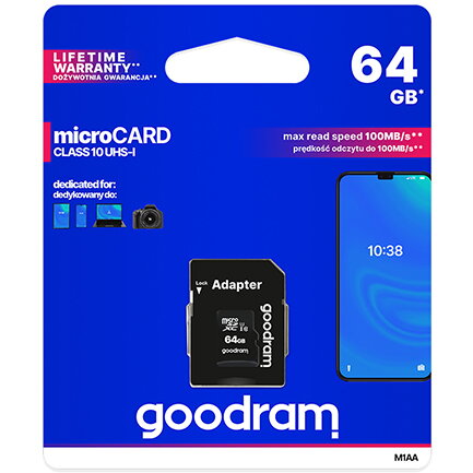 MICROSD CARD 64GB  CLASA 10 UHS-I CU ADAPTOR
