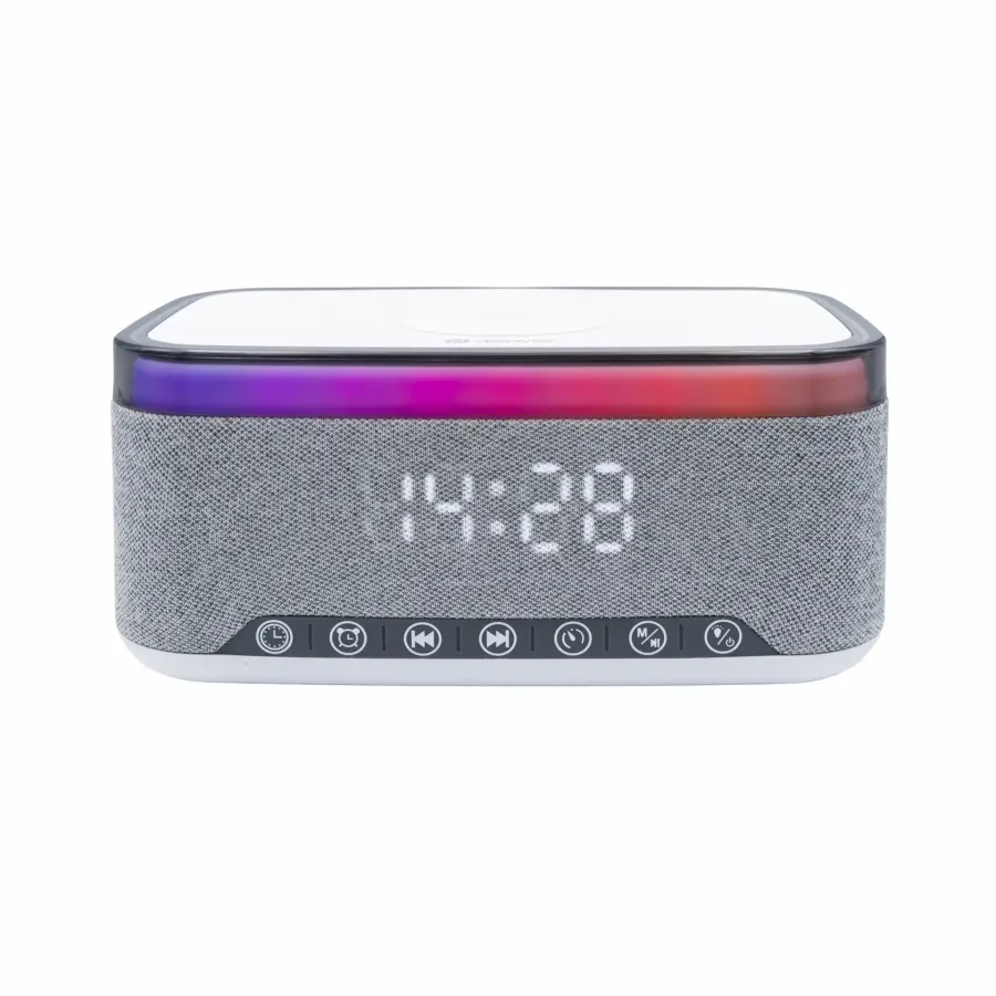 Radio cu Ceas Denver CRQ-225 Funcție de Încărcare Wireless QI pentru Smartphone Iluminare LED Bluetooth Gri — imaginea 2
