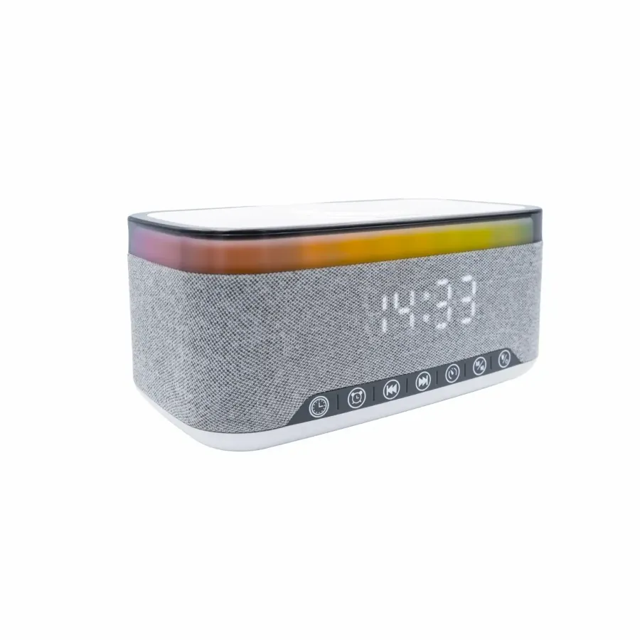 Radio cu Ceas Denver CRQ-225 Funcție de Încărcare Wireless QI pentru Smartphone Iluminare LED Bluetooth Gri — imaginea 5