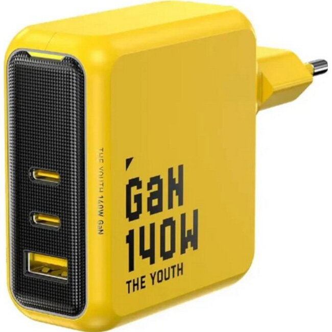Incarcator The Youth PD 140W 2x USB-C 1x USB-A Galben