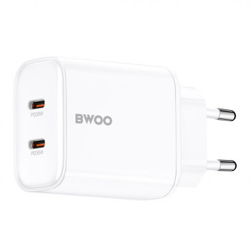 Incarcator BWOO Rețea CDA206 35W 3A 2 x USB-C Alb — imaginea 3
