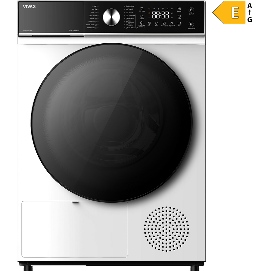 Uscator de Rufe cu Pompa de Caldura CDR-0916SHP Capacitate 9KG 16 Programe Clasa E Alb