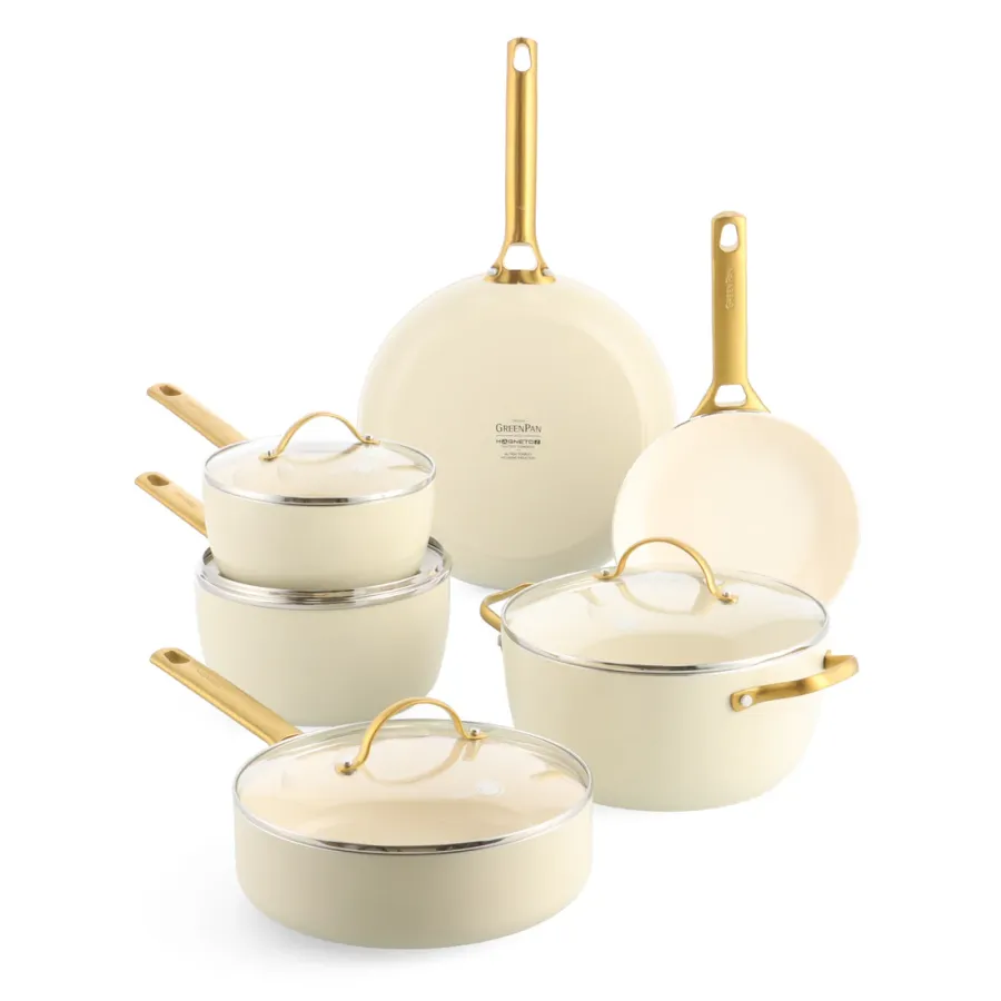 Set 10 Piese GreenPan Padova Reserve cu Capac Cream White
