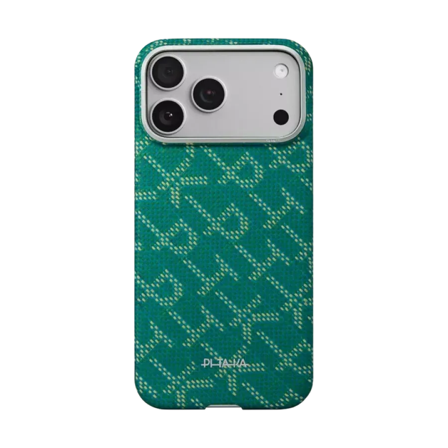 Husa Pitaka pentru iPhone 17 Pro Ultra-Slim PitaTap Monogram-Gold/Green