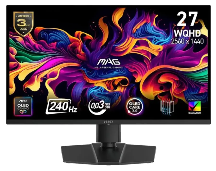 Monitor Gaming MSI QD-OLED 26.5Inch MAG 274QP QD-OLED X24 WQHD 2560 x 1440 HDMI DisplayPort Pivot 240 Hz 0.03 ms Negru