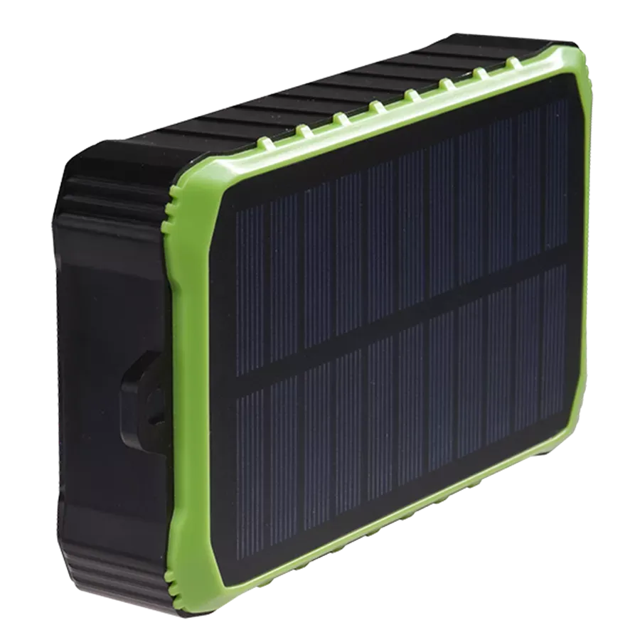Acumulator Extern Denver PSO-10012 10000mAh 2x USB-A cu Panou Solar Încorporat Lanterna LED IP65 Negru/Verde