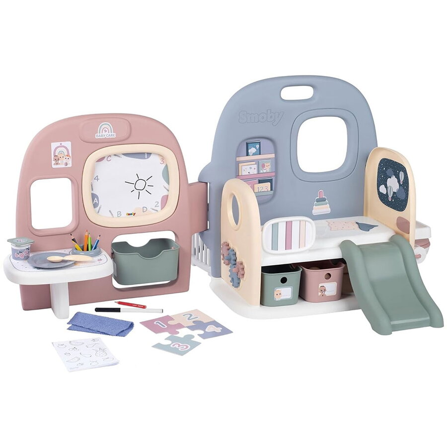 Set Baby Care Centru de ingrijire copii albastru roz cu accesorii +3 ani