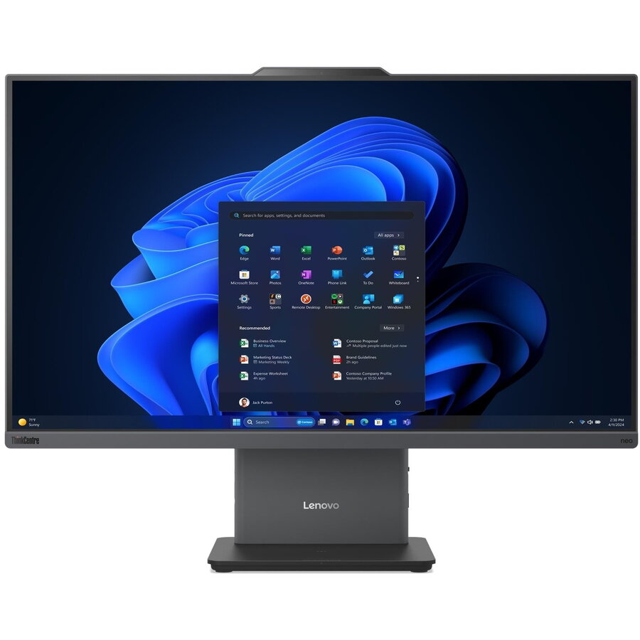 Sistem All in One ThinkCentre neo 55a FHD 23.8inch AMD Ryzen 5 220 16GB 512GB SSD Windows 11 Pro Luna Grey
