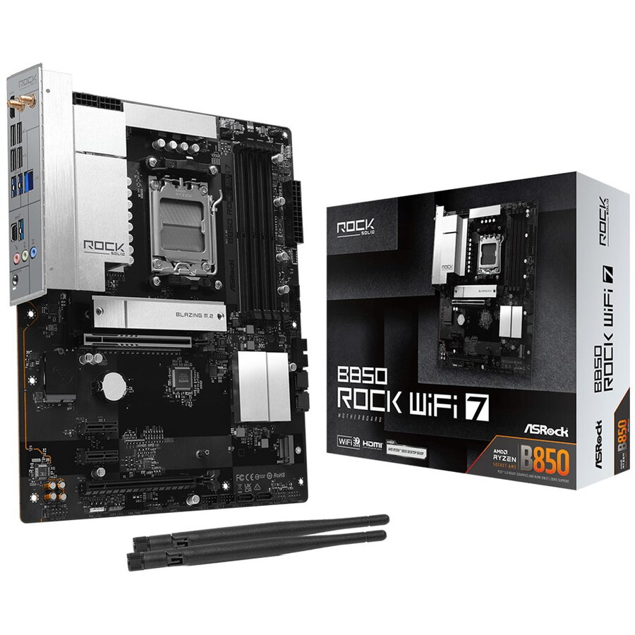 Placa de Baza Rock WiFi 7 AMD B850 Socket AM5 ATX