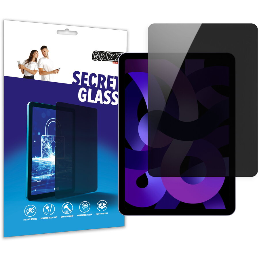 Folie protectie tableta SecretGlass Privacy compatibila cu iPad Air 10.9 inch 2022, Negru