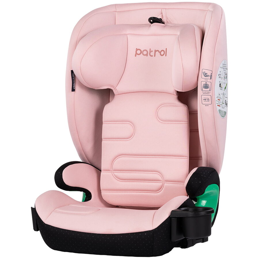 Scaun Auto Copii Patrol I-Size 100-150CM cu Sistem Isofix 4 - 12 Ani Roz Pudra