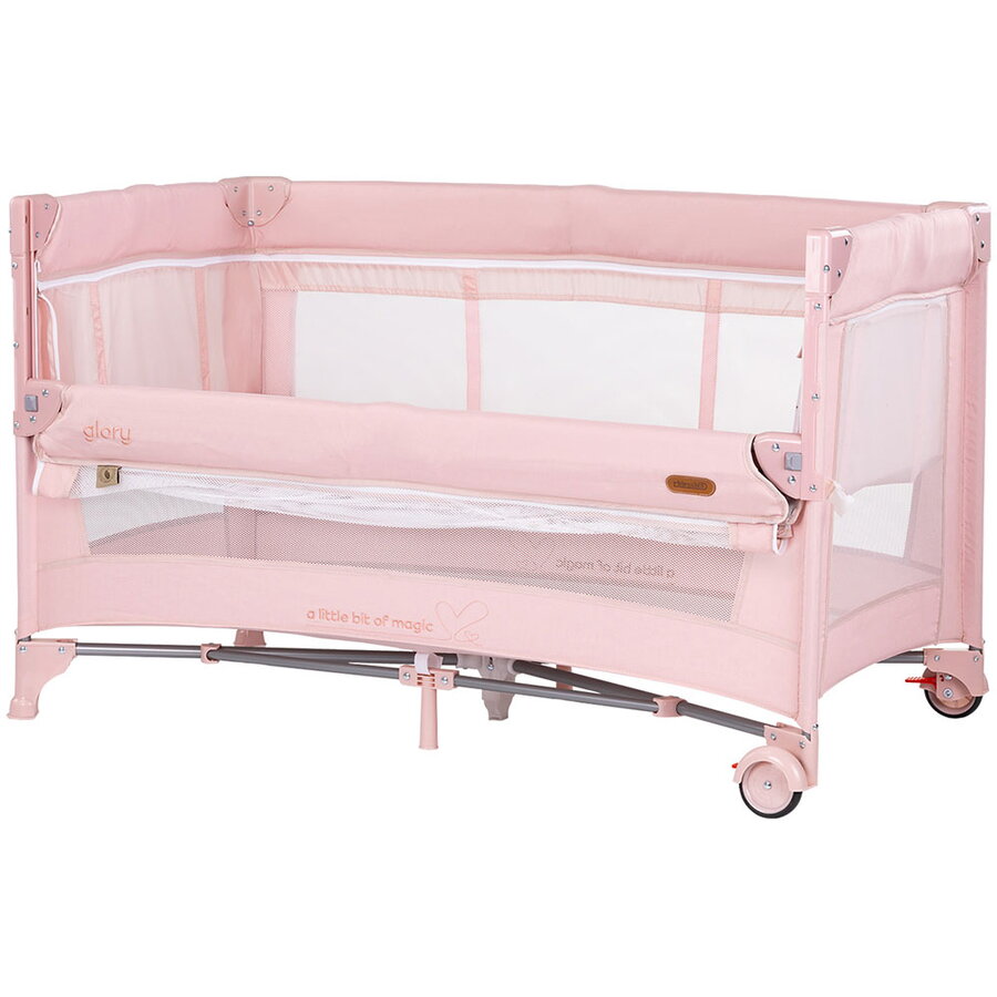Patut Pliabil Glory cu Laterala Culisanta Pink Marshmallow