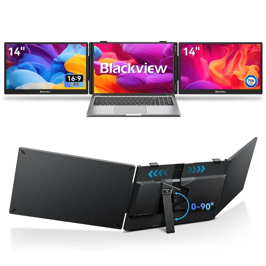 Monitor Extensibil pentru Laptop Blackview DCM5 Portabil Dual Display 14Inch FHD 60Hz Difuzor Integrat UBS-C Negru
