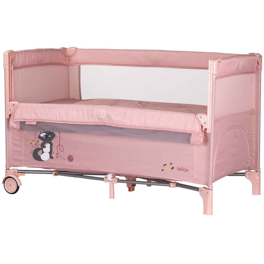 Patut Pliabil cu Laterala Culisanta Relax Pink Marshmallow