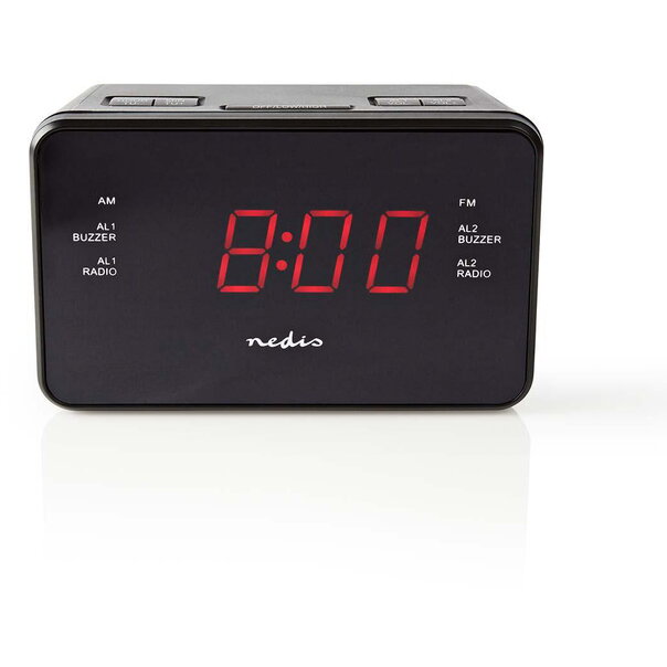 Radio Clock CLAR002BK LED AUX Projection 2x Alarm FM Black
