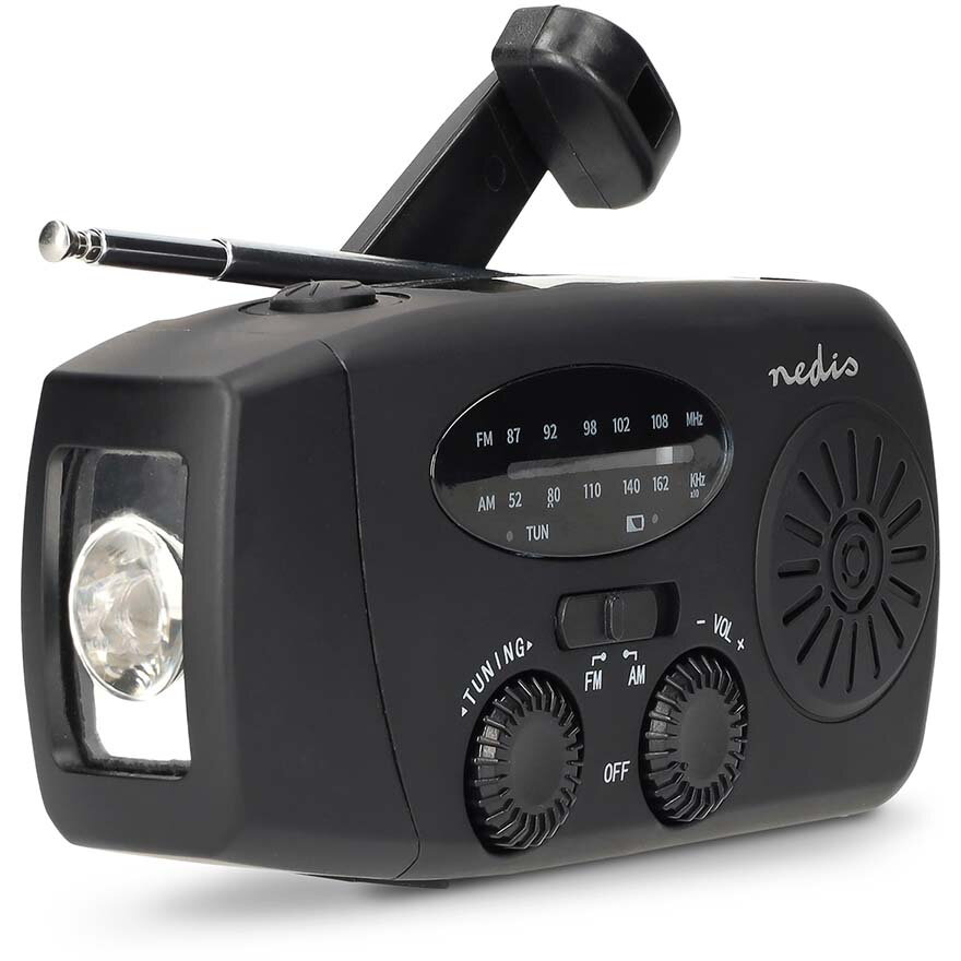 Radio RDFMCR2000BK Solar Crank with Flashlight and SOS