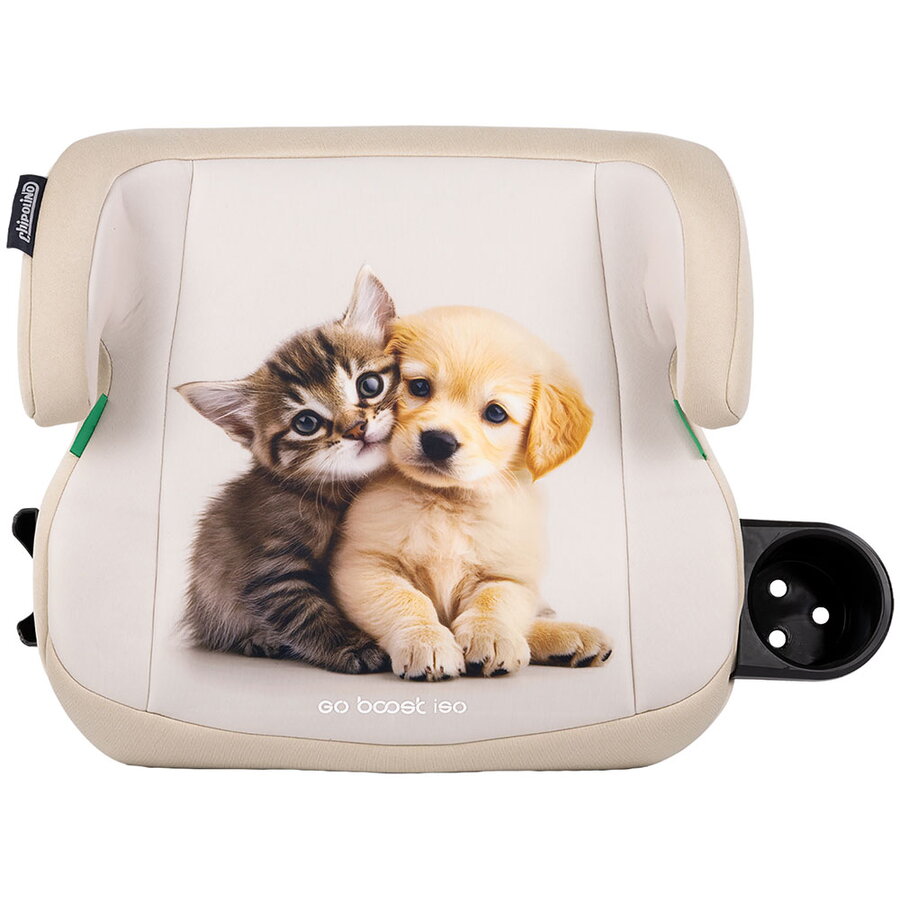 Inaltator Auto pentru Copii Go Boost Iso I-Size 125-150CM cu Sistem Isofix Kitten & Puppy Bej