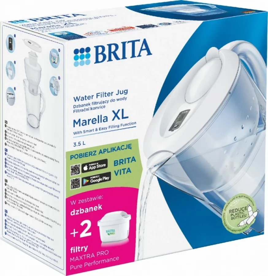Cană Filtranta Brita Marella XL Capacitate 3.5L + 2 Cartușe MaxtraPro Alb