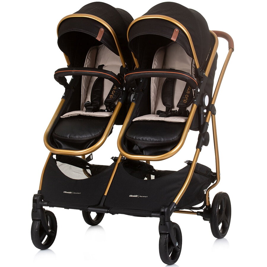 Carucior Gemeni Duo Smart 2 in 1 de la Nastere pana la 15KG Obsidian Gold