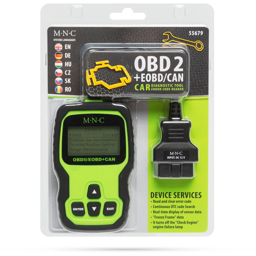 Tester Auto Universal OBD2 Diagnoza 12V Cititor Coduri Eroare Scanner Auto Stergere Erori Date Live Negru/Verde