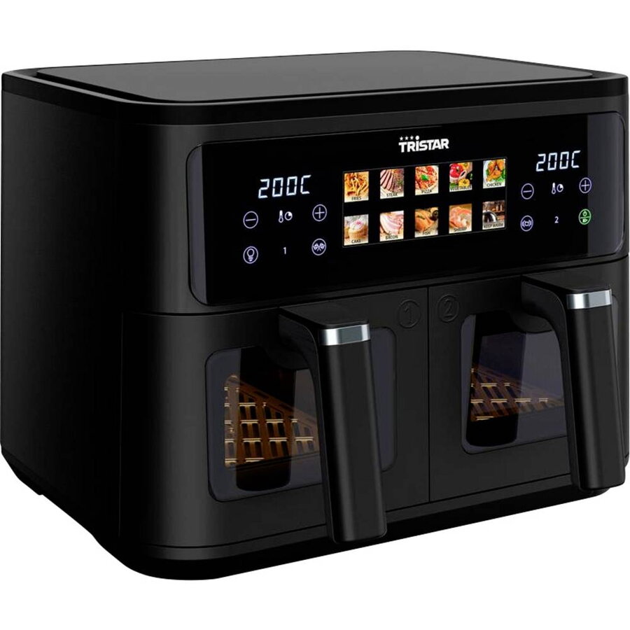 Friteuza cu Aer Cald Dubla FR-9075 Capacitate 9L Display LCD Putere 2500W Negru