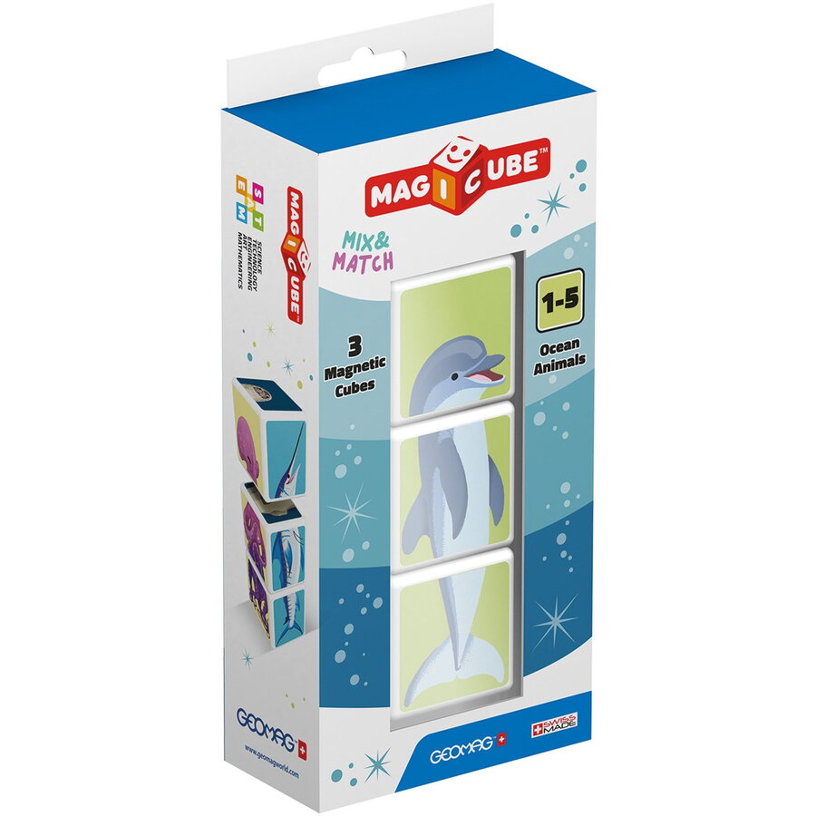 Set Cuburi Magnetice Magicube Animalele Oceanului 3 Piese Varsta 1 An+ Multicolor