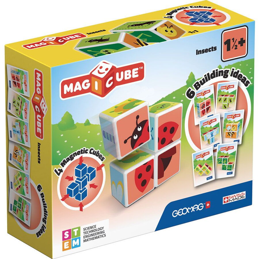Set Cuburi Magnetice Magicube - Insecte 4 Piese Varsta 18 Luni+ Multicolor