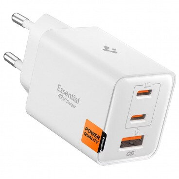 Incarcator Spigen Rețea EE473EU Essential 47W 3A 1 x USB-A - 2 x USB-C Alb