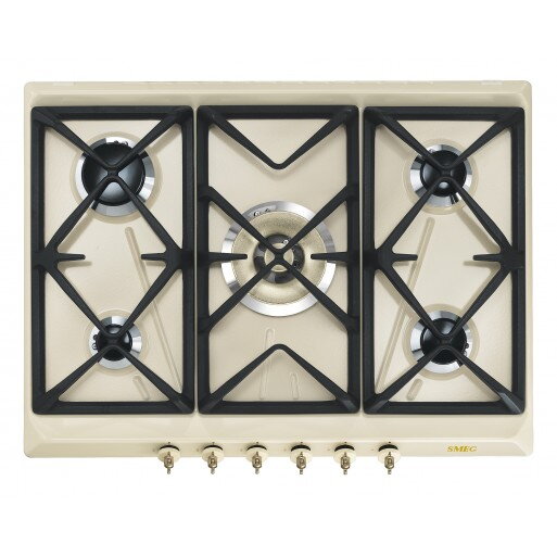 Plita Incorporabila SRV876POGH Gaz 5 Zone Wok Crem/Negru