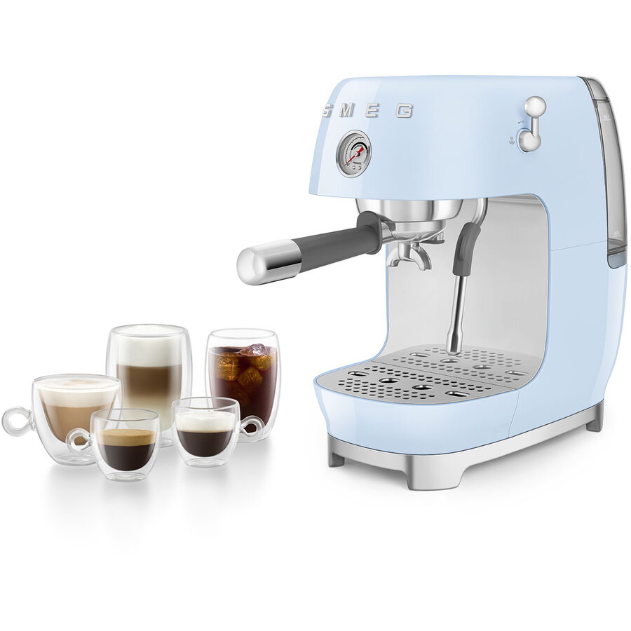 Espressor Manual 50's Style ECF03PBEU Rezervor 1.4L Spumare Manuala a Laptelui 15Bari 1480W Albastru Pastel