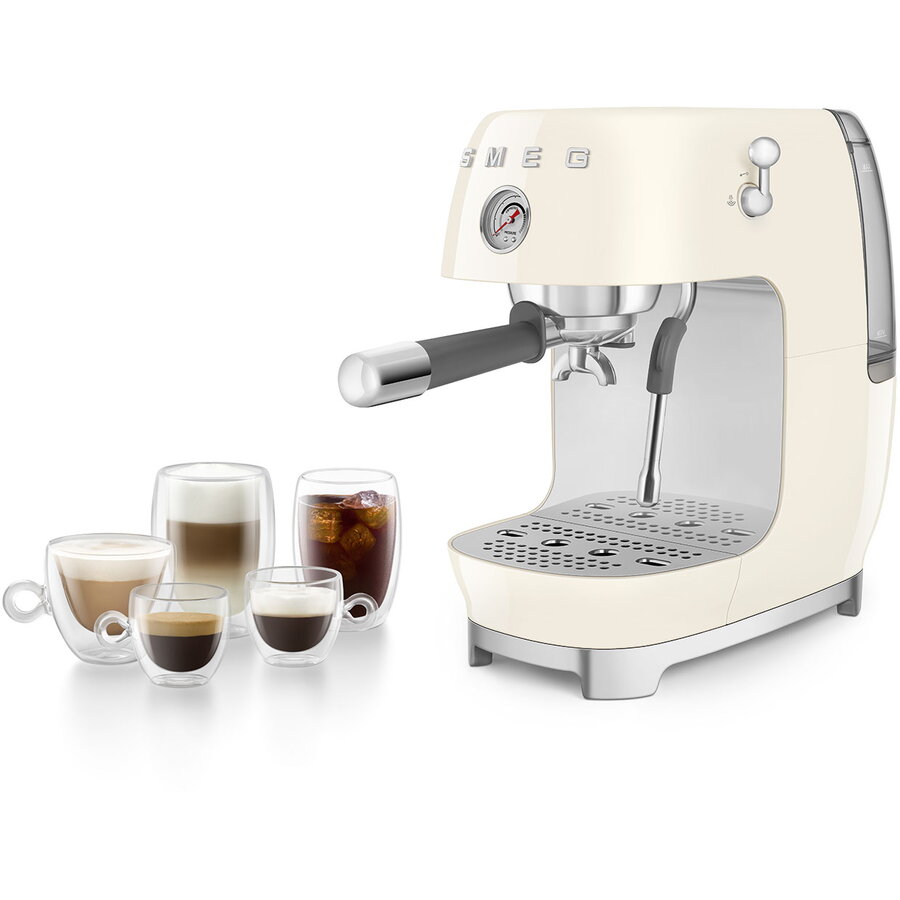 Espressor Manual 50's Style ECF03CREU Rezervor 1.4L 1Bari Spumare Manuala a Laptelui 1480W Crem
