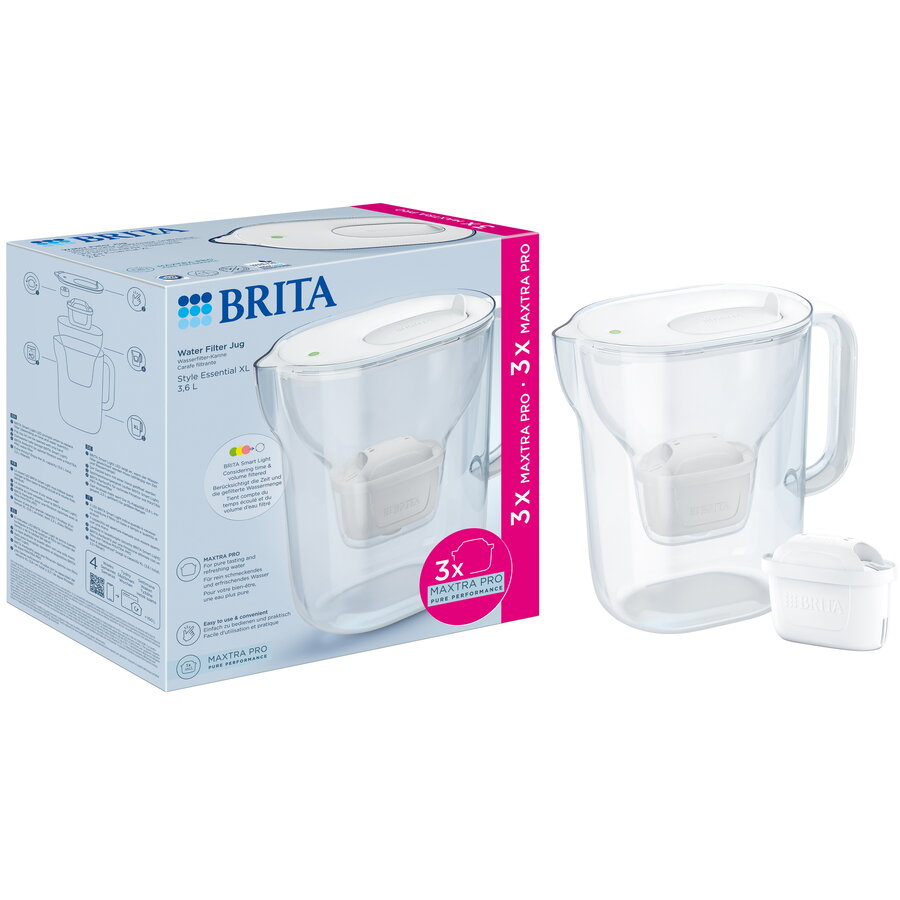 Starter Pack Brita Style Essential 3.6 L + 3 Filtre Maxtra Pro Alb