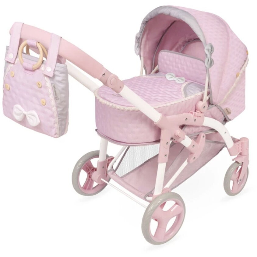 Carucior pentru Papusi 3 in 1 Contine Landou Parte Sport Port-Bebe Geanta Maner Reglabil Colectia Sophie 3 Ani+ Roz