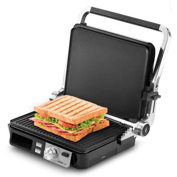 Gratar electric K2 5 programe 2000W Black Inox