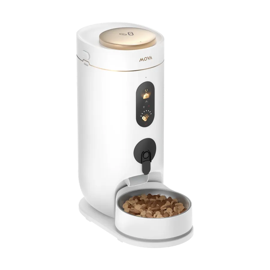 Distribuitor Automat de Hrana Mova NutriPal 10 Ultra Capacitate 4L Camera HD cu Obiectiv Larg Control prin Aplicație Wi-Fi Alb — imaginea 3