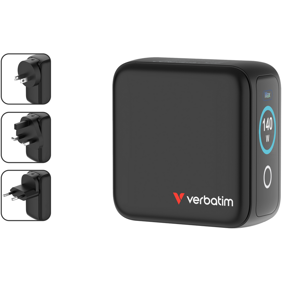 Incarcator Verbatim 30240 GaN 140W cu Display 3x USB-C PD 3.0 / 1x USB-A QC 3.0 Negru — imaginea 5