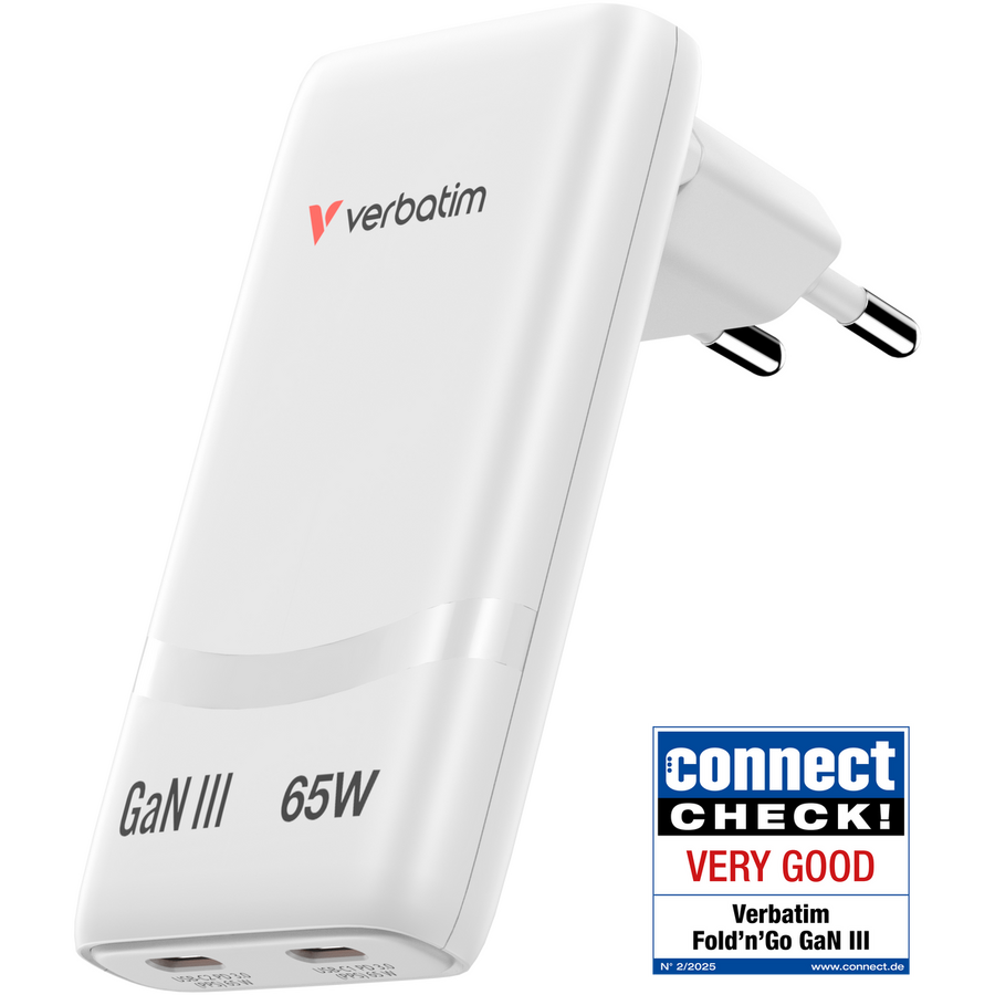 Incarcator Fold 'n Go 32355 GaN 65W 2x USB-C PD 3.0 Alb