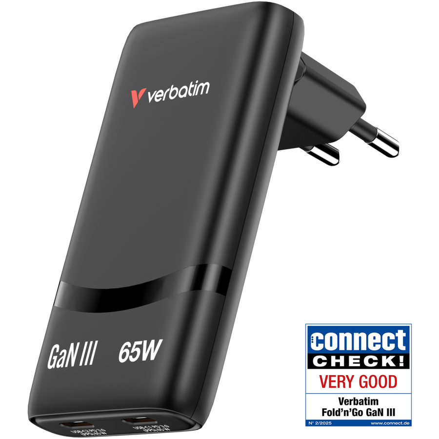 Incarcator Fold 'n Go 32354 GaN 65W 2x USB-C PD 3.0 Negru