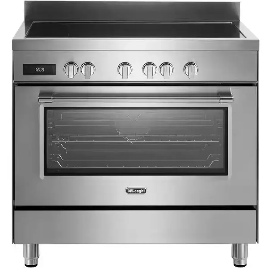 Aragaz Profesional Delonghi PRO 96MXIN ED RO Plita Inducție 4 Zone de Gătit Booster Cuptor Electric 87L Lățime 90CM Clasa A Inox