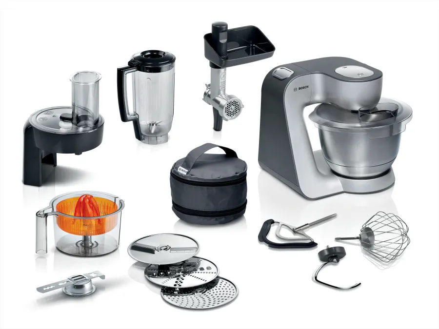 Robot de Bucătărie Bosch MUM 5 Seria 4 MUM5935B Bol Inox 3.9L 7 Trepte Viteza Blender Mașina de Tocat Accesorii 1000W Argintiu