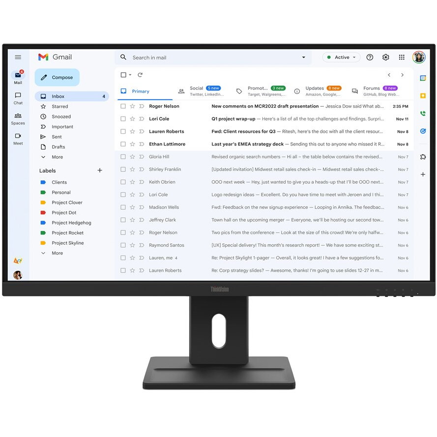 Monitor ThinkVision E27-40 1920 x 1080 Pixeli Full HD Negru