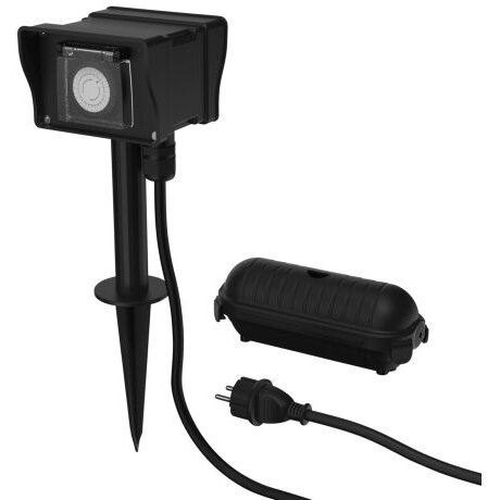 Temporizator Exterior AES8 Mecanic 24h cu 2 Prize 230V Negru